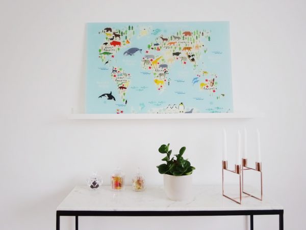 wereldkaart in interieur